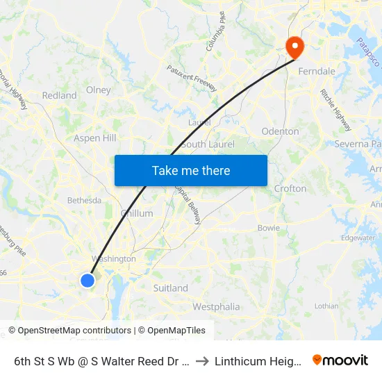 6th St S Wb @ S Walter Reed Dr Ns to Linthicum Heights map