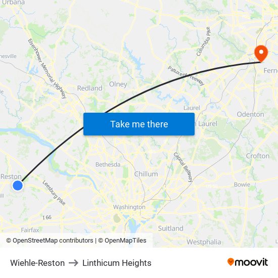 Wiehle-Reston to Linthicum Heights map