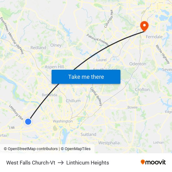 West Falls Church-Vt to Linthicum Heights map