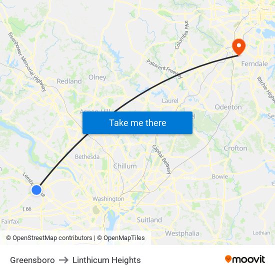 Greensboro to Linthicum Heights map