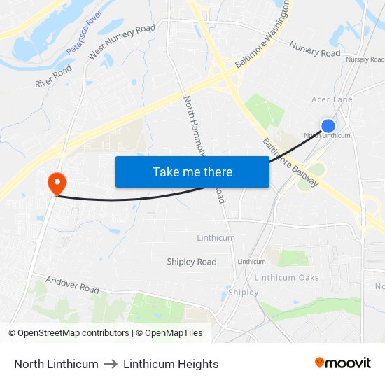 North Linthicum to Linthicum Heights map