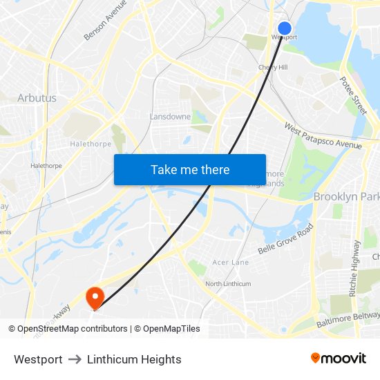 Westport to Linthicum Heights map