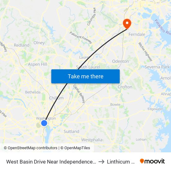 West Basin Drive Near Independence Avenue SW (Nb) to Linthicum Heights map