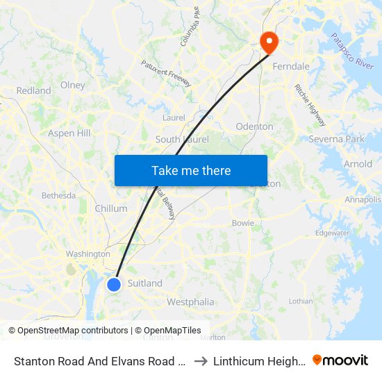 Stanton Road And Elvans Road SE to Linthicum Heights map