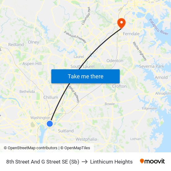 8th Street And G Street SE (Sb) to Linthicum Heights map