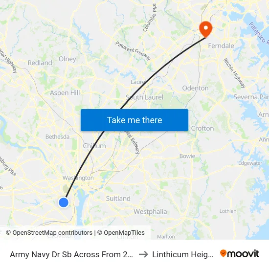 Army Navy Dr Sb Across From 2455 to Linthicum Heights map