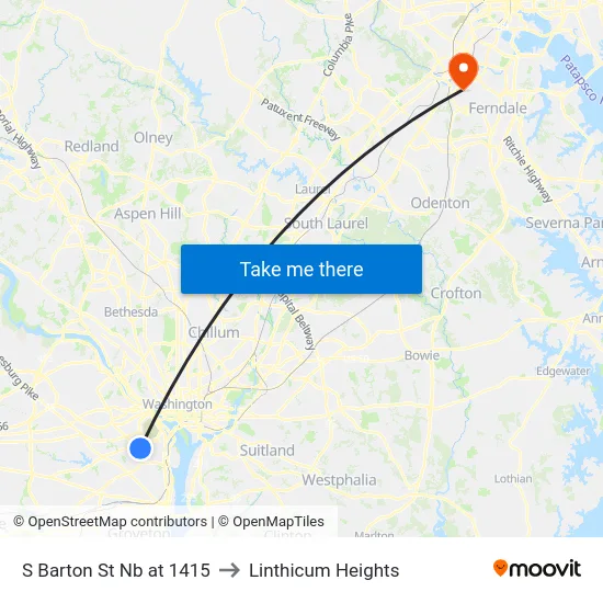 S Barton St Nb at 1415 to Linthicum Heights map