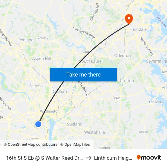 16th St S Eb @ S Walter Reed Dr FS to Linthicum Heights map
