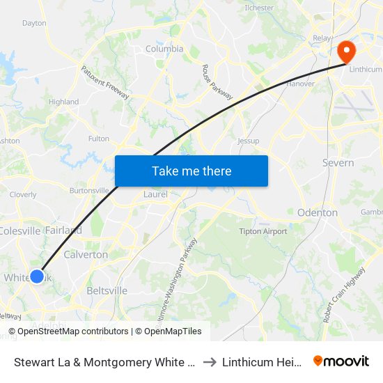 Stewart La & Montgomery White Oak A to Linthicum Heights map