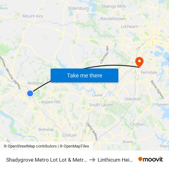 Shadygrove Metro Lot Lot & Metro Lot to Linthicum Heights map