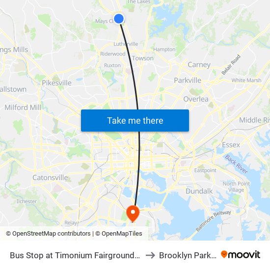 Bus Stop at Timonium Fairgrounds Light Rail Station Sb to Brooklyn Park, Maryland map