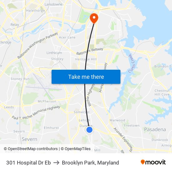 301 Hospital Dr Eb to Brooklyn Park, Maryland map