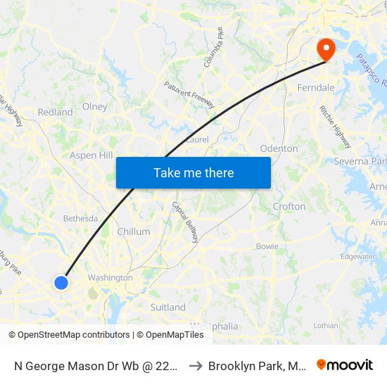 N George Mason Dr Wb @ 22nd St N Ns to Brooklyn Park, Maryland map
