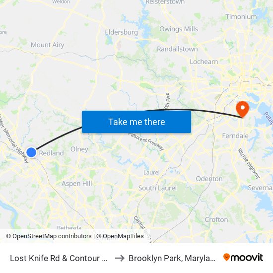 Lost Knife Rd & Contour Rd to Brooklyn Park, Maryland map