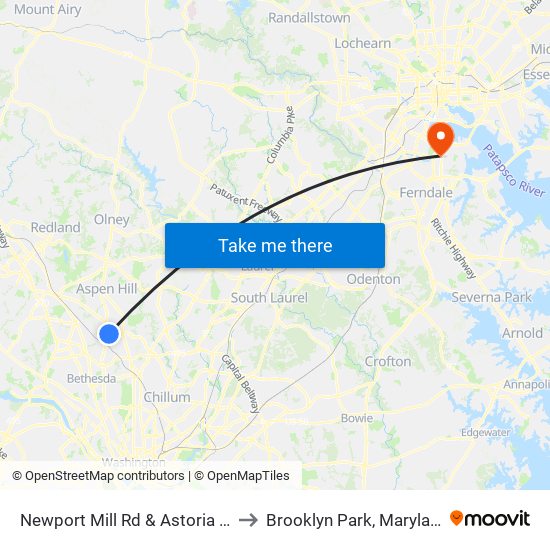 Newport Mill Rd & Astoria Rd to Brooklyn Park, Maryland map
