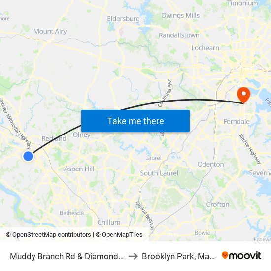 Muddy Branch Rd & Diamondback Dr to Brooklyn Park, Maryland map