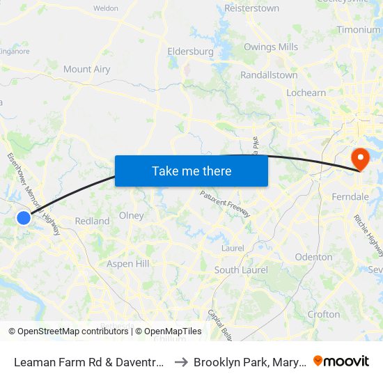 Leaman Farm Rd & Daventry Way to Brooklyn Park, Maryland map