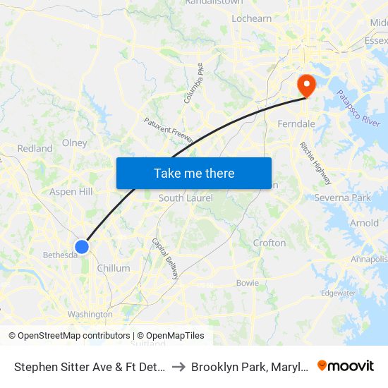 Stephen Sitter Ave & Ft Detrick to Brooklyn Park, Maryland map