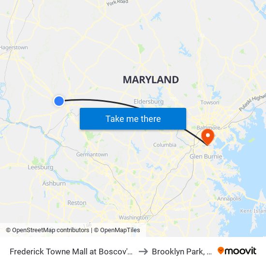 Frederick Towne Mall at Boscov's South Entrance to Brooklyn Park, Maryland map