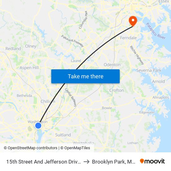 15th Street And Jefferson Drive SW (Sb) to Brooklyn Park, Maryland map