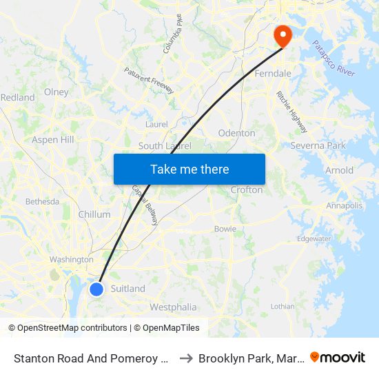 Stanton Road And Pomeroy Road SE to Brooklyn Park, Maryland map