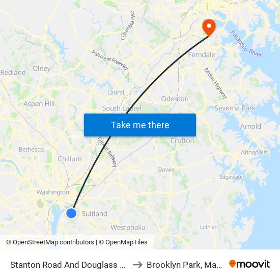 Stanton Road And Douglass Road SE to Brooklyn Park, Maryland map