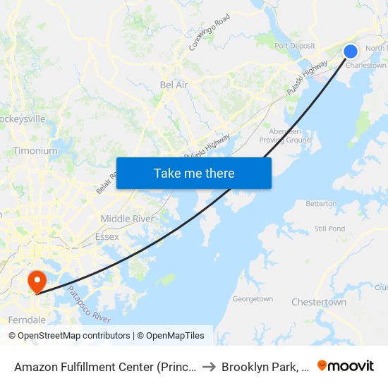 Amazon Fulfillment Center (Principio Pkwy West) to Brooklyn Park, Maryland map