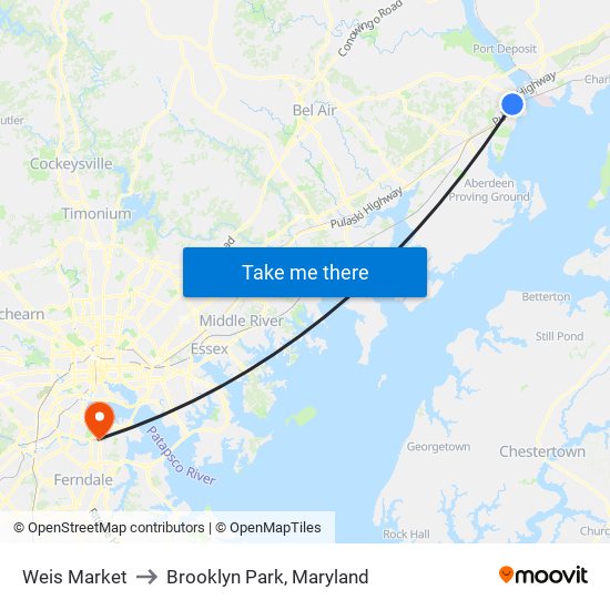 Weis Market to Brooklyn Park, Maryland map