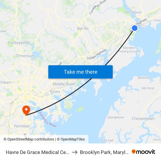 Havre De Grace Medical Center to Brooklyn Park, Maryland map