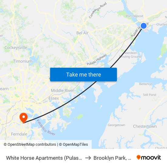 White Horse Apartments  (Pulaski Hwy/Us 40) to Brooklyn Park, Maryland map