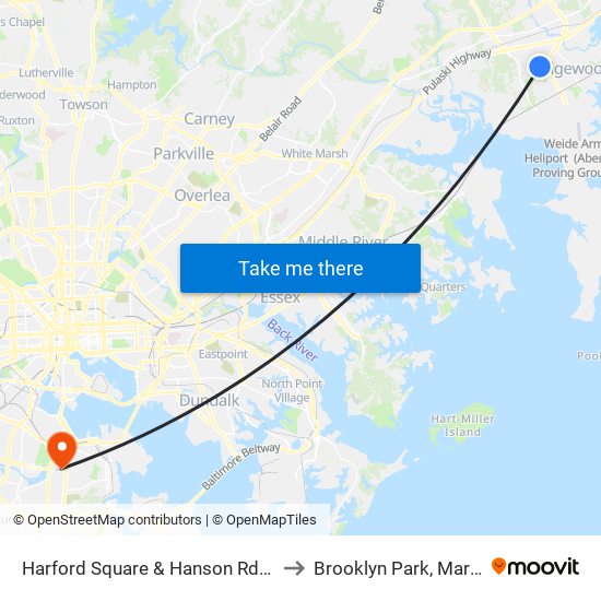 Harford Square & Hanson Rd ( A Ct ) to Brooklyn Park, Maryland map