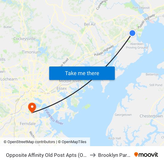 Opposite Affinity Old Post Apts (Old Post Rd & Michael La) to Brooklyn Park, Maryland map