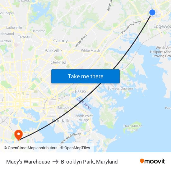 Macy's Warehouse to Brooklyn Park, Maryland map