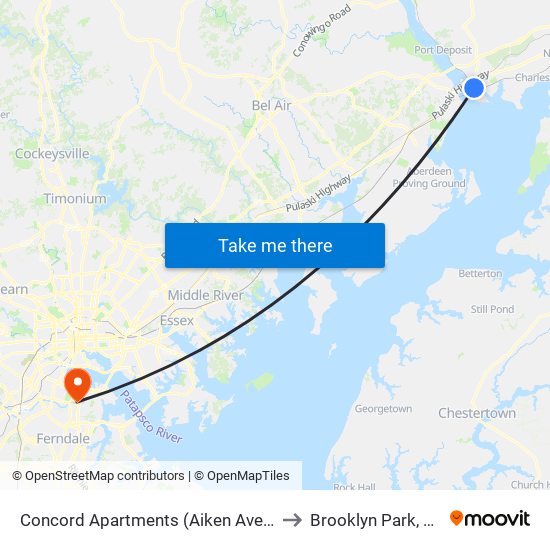 Concord Apartments (Aiken Ave & Concord Dr) to Brooklyn Park, Maryland map