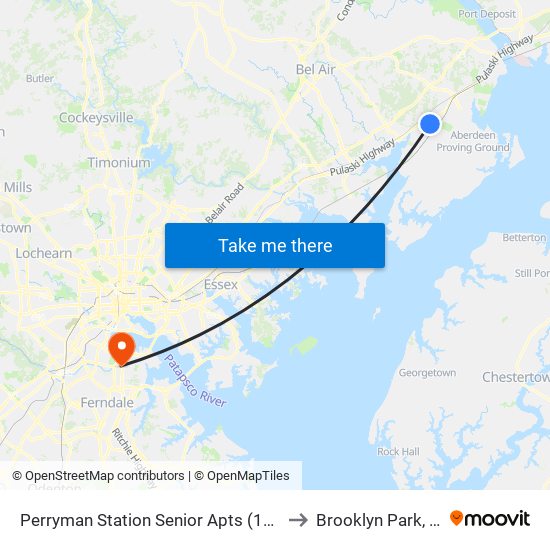 Perryman Station Senior Apts (1220 Perryman Rd) to Brooklyn Park, Maryland map