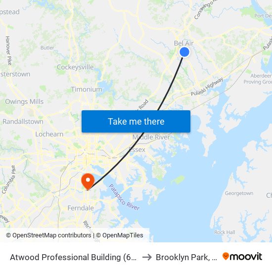 Atwood Professional Building (602 S Atwood Rd) to Brooklyn Park, Maryland map