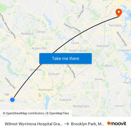Wilmot Wy+Inova Hospital Gray Entrance to Brooklyn Park, Maryland map