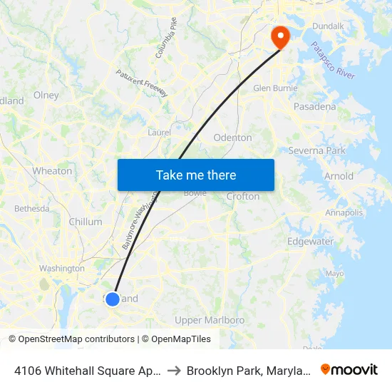 4106 Whitehall Square Apts to Brooklyn Park, Maryland map