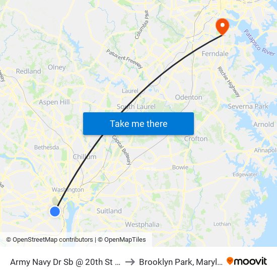 Army Navy Dr Sb @ 20th St S Ns to Brooklyn Park, Maryland map