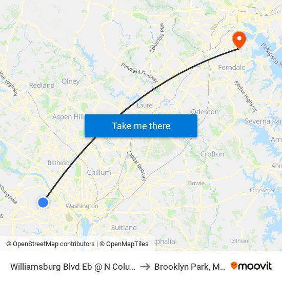 Williamsburg Blvd Eb @ N Columbus St Ns to Brooklyn Park, Maryland map