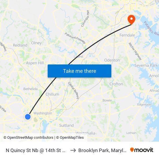 N Quincy St Nb @ 14th St N FS to Brooklyn Park, Maryland map