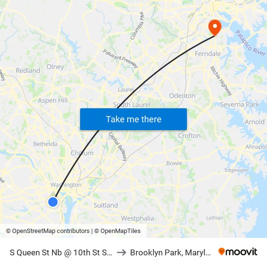 S Queen St Nb @ 10th St S Ns to Brooklyn Park, Maryland map