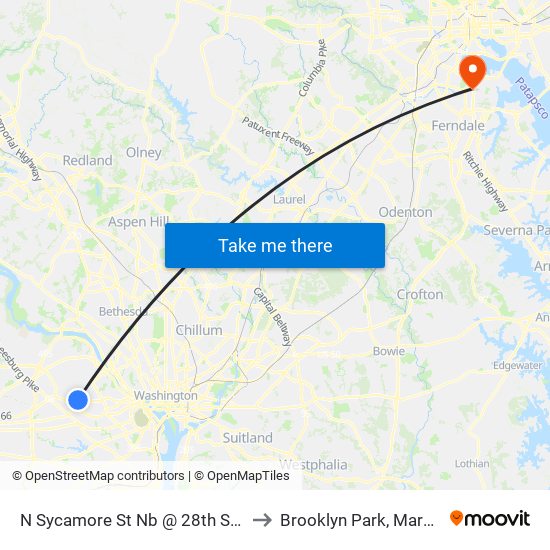 N Sycamore St Nb @ 28th St N FS to Brooklyn Park, Maryland map