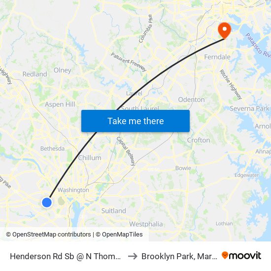 Henderson Rd Sb @ N Thomas St FS to Brooklyn Park, Maryland map