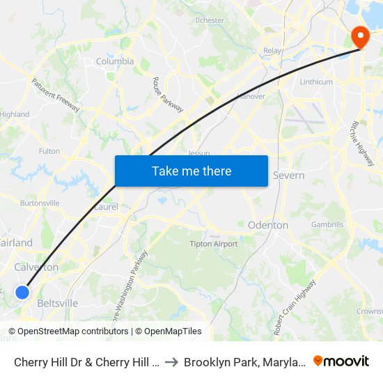 Cherry Hill Dr & Cherry Hill Ct to Brooklyn Park, Maryland map