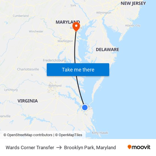 Wards Corner Transfer to Brooklyn Park, Maryland map