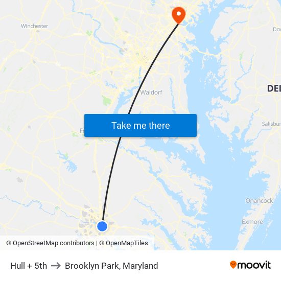 Hull + 5th to Brooklyn Park, Maryland map