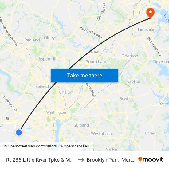 Rt 236 Little River Tpke & Medford to Brooklyn Park, Maryland map