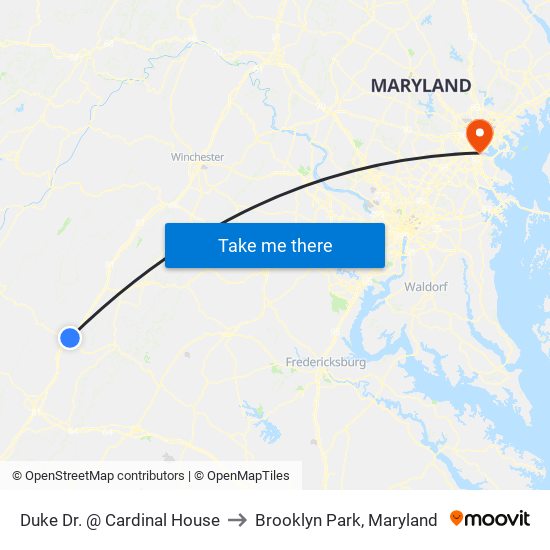 Duke Dr. @ Cardinal House to Brooklyn Park, Maryland map