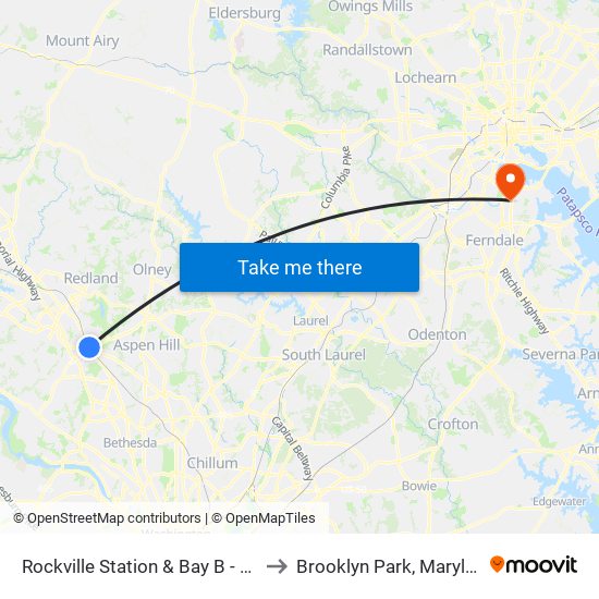 Rockville Station & Bay B - East to Brooklyn Park, Maryland map